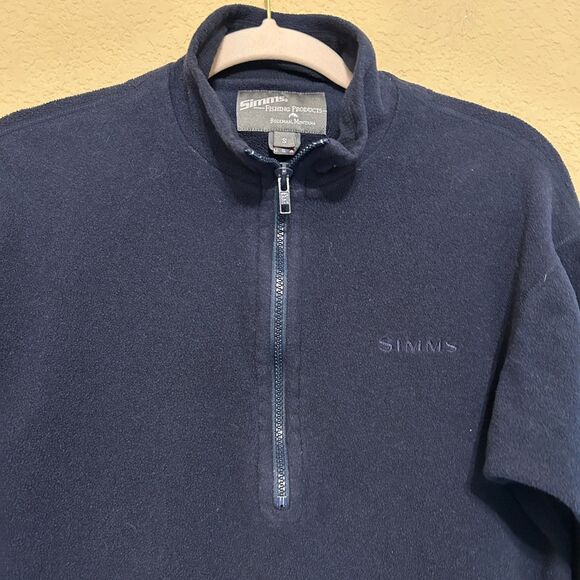VTG Simms 1/2 Zip Fleece Pullover Men Small Navy Blue Fishing Outdoor - Picture 4 of 6